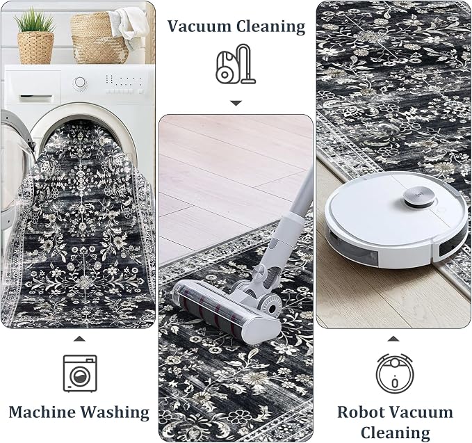 Yamaziot Washable Runner Rug 2x10 – Non Slip Boho Floral Hallway Runner Rug - Image 4