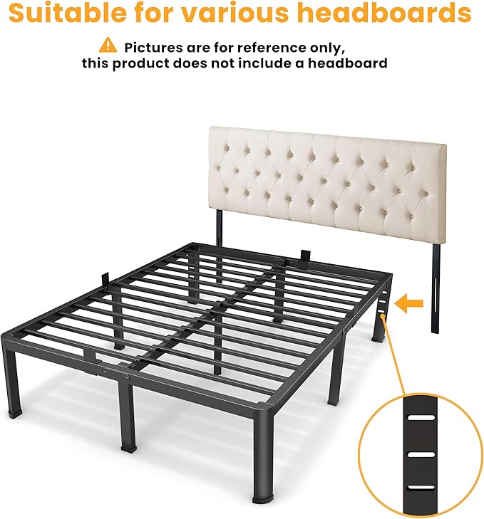 18 Inch Twin XL Size Metal Platform Bed Frame with Round Corners, Storage Space Under High Bed Frame-Heavy Duty Steel Slats Support, Noise Free - Easy Assembly - No Box Spring Needed