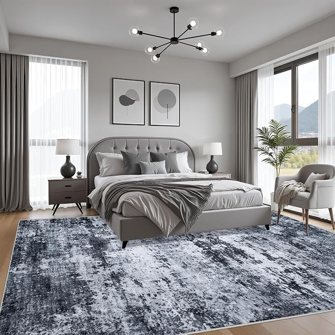 5x7 Area Rug Living Room Rug: Washable Modern Abstract Soft Thin Rug Indoor - Image 4