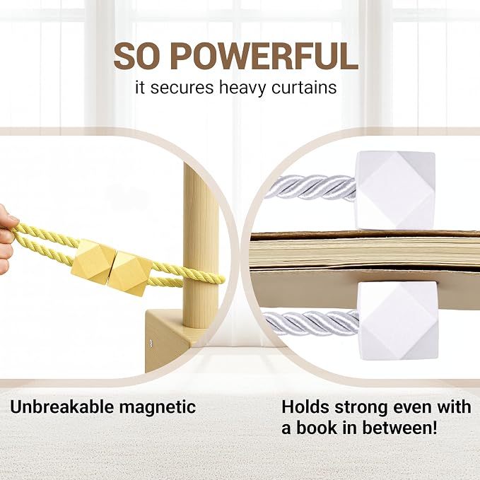 Hion Magnetic Curtain Tiebacks Golden 2pcs, Curtain Tiebacks Buckles Holdbacks - Image 5