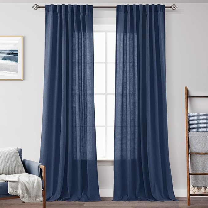 Navy Blue Curtains 96 inch Length by Jolilight