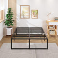 18 Inch Queen Bed Frame Heavy Duty Steel Slat Support Metal Queen Size Platform Bed Frame No Box Spring Needed, Easy Assembly, Black