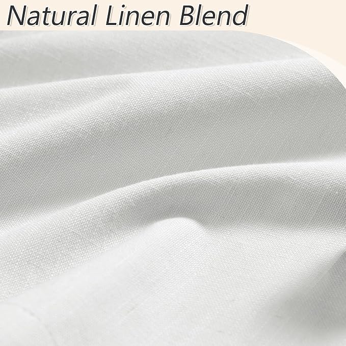 White 100% Blackout Linen Curtains 40 Inch Wide by 72 Inch 2 Panels Set - Image 4