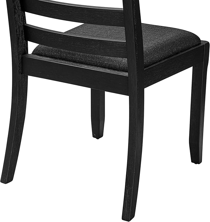 East West Furniture LGX15-BLK-24 -5 Piece Dining Set Includes a Rectangular Kitchen Table with Black Tabletop and 4 Stackable Polyester Fabric Chairs, Black