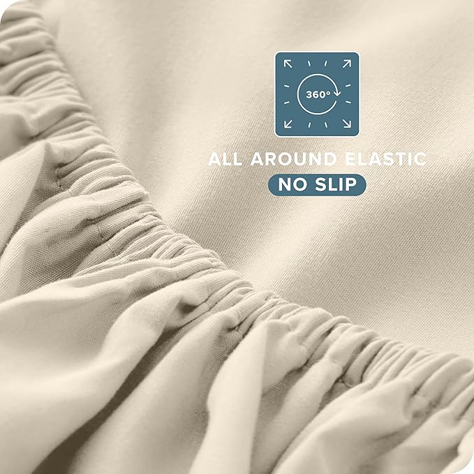 Bare Home Split King Sheet Set - 1800 Ultra-Soft Microfiber Bed Sheets - Double Brushed - Deep Pockets - Easy Fit - 5 Piece Set - Bedding Sheets & Pillowcases (Sand)