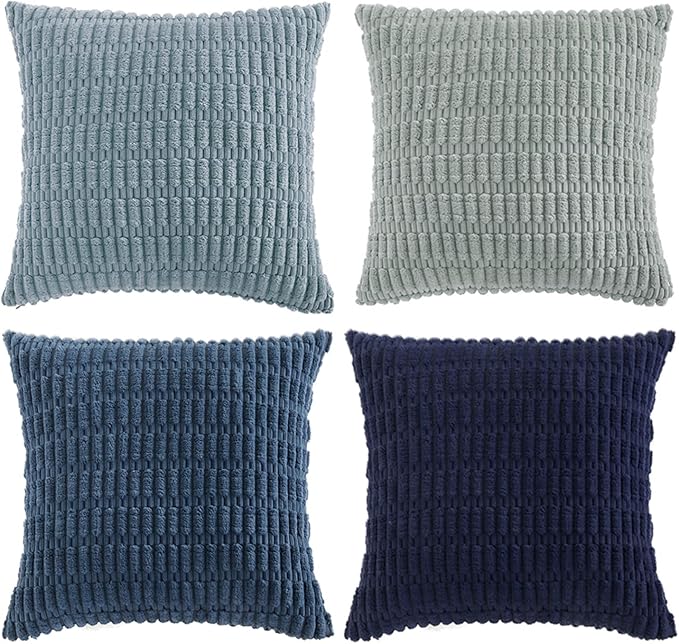 Fancy Homi Set of 4 Blue Decorative Throw Pillow Covers 18x18 Inch - Image 9