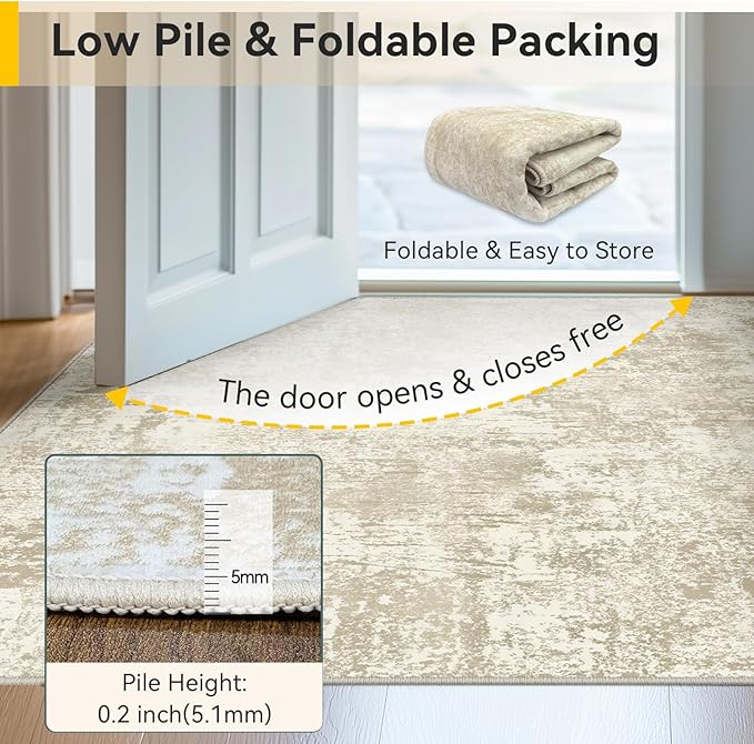 Washable Area Rugs 5'x7' Non-Slip Modern Abstract Soft - Image 8