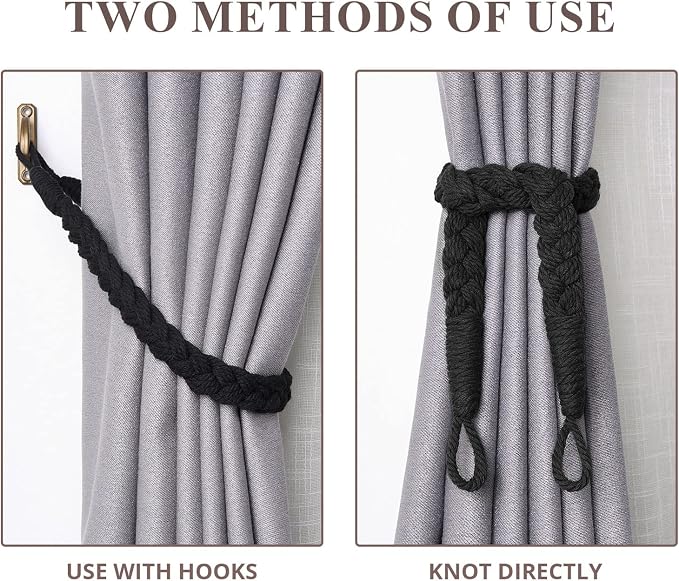 NICEEC 4 Pack Natural Cotton Rope Curtain Tiebacks Elegant Boho Style - Image 5