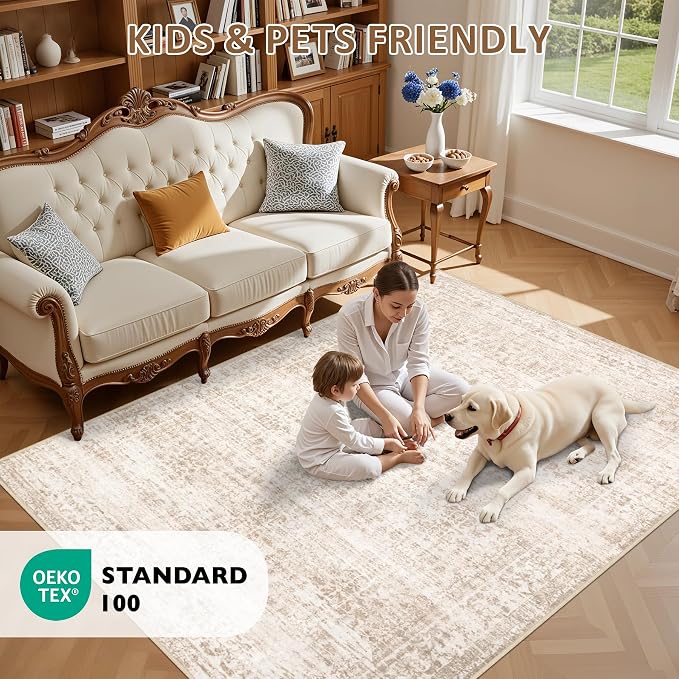 8x10 Area Rugs for Living Room: Washable Rug Soft Vintage Boho Carpet Indoor - Image 9