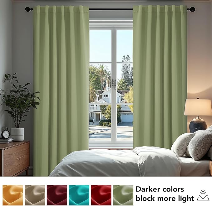 Deconovo Blackout Curtains, Thermal Insulated, W42 x L63 2 Panels, Back Tab - Image 4