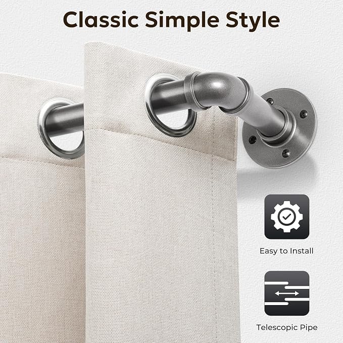 Zeerobee Curtain Rods for Windows 32 to 72, 1 Inch Industrial Wrap Around Grey - Image 9