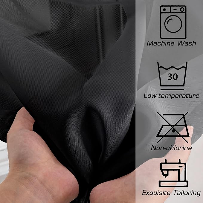 Simplebrand Black Sheer Curtains 90 Inches Long, Light Filtering Rod Pocket - Image 7