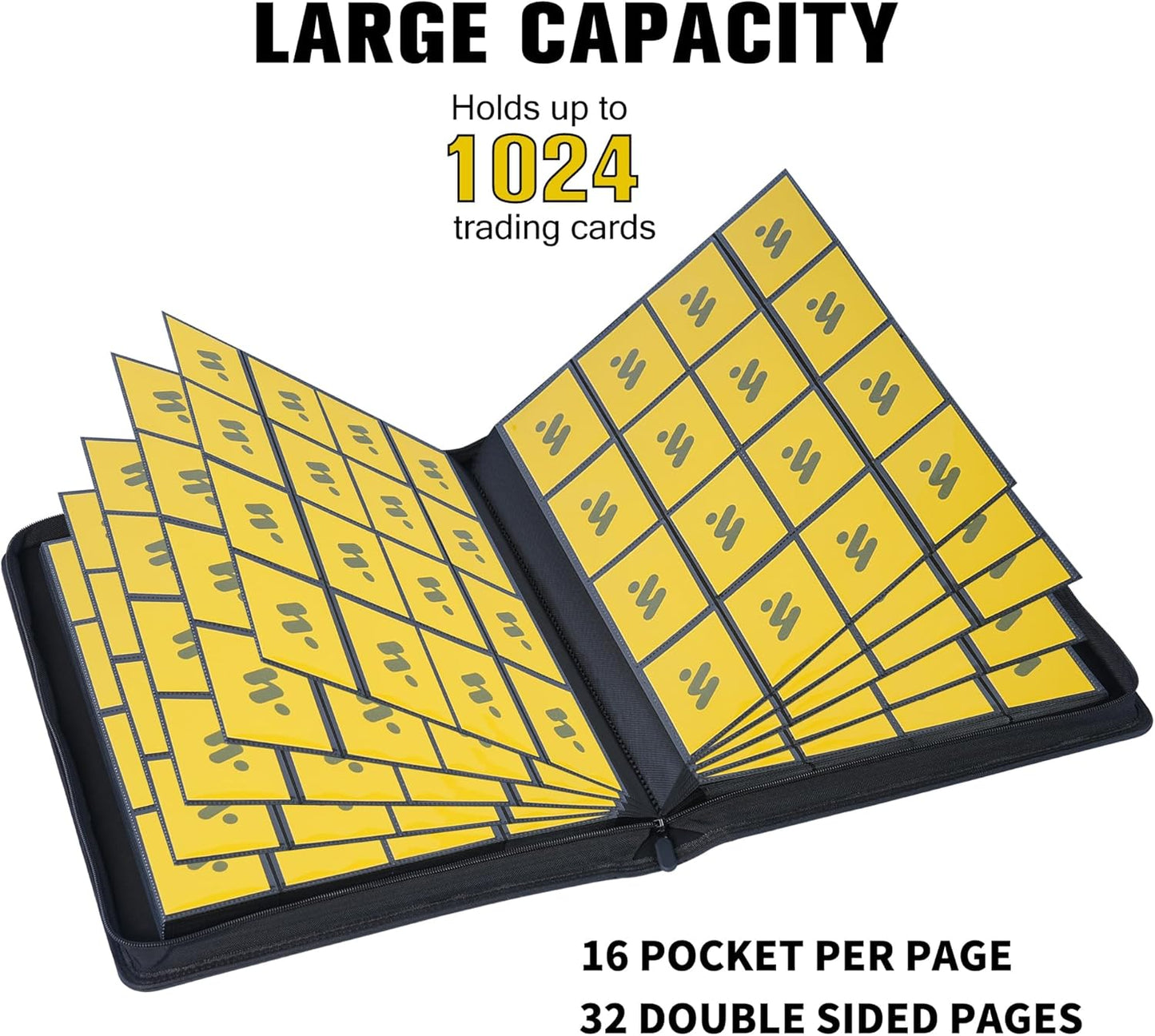 Premium 1000+ Pockets Card Binder,16 Pockets Trading Card Binder Ringless Side Loading Trading Card Album Folder for TCG -Light Blue