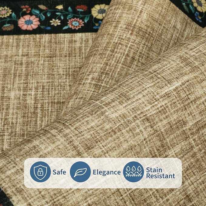 GarveeHome 4x6 Area Rugs for Bedroom Living Room Machine Washable Rugs Floral - Image 4