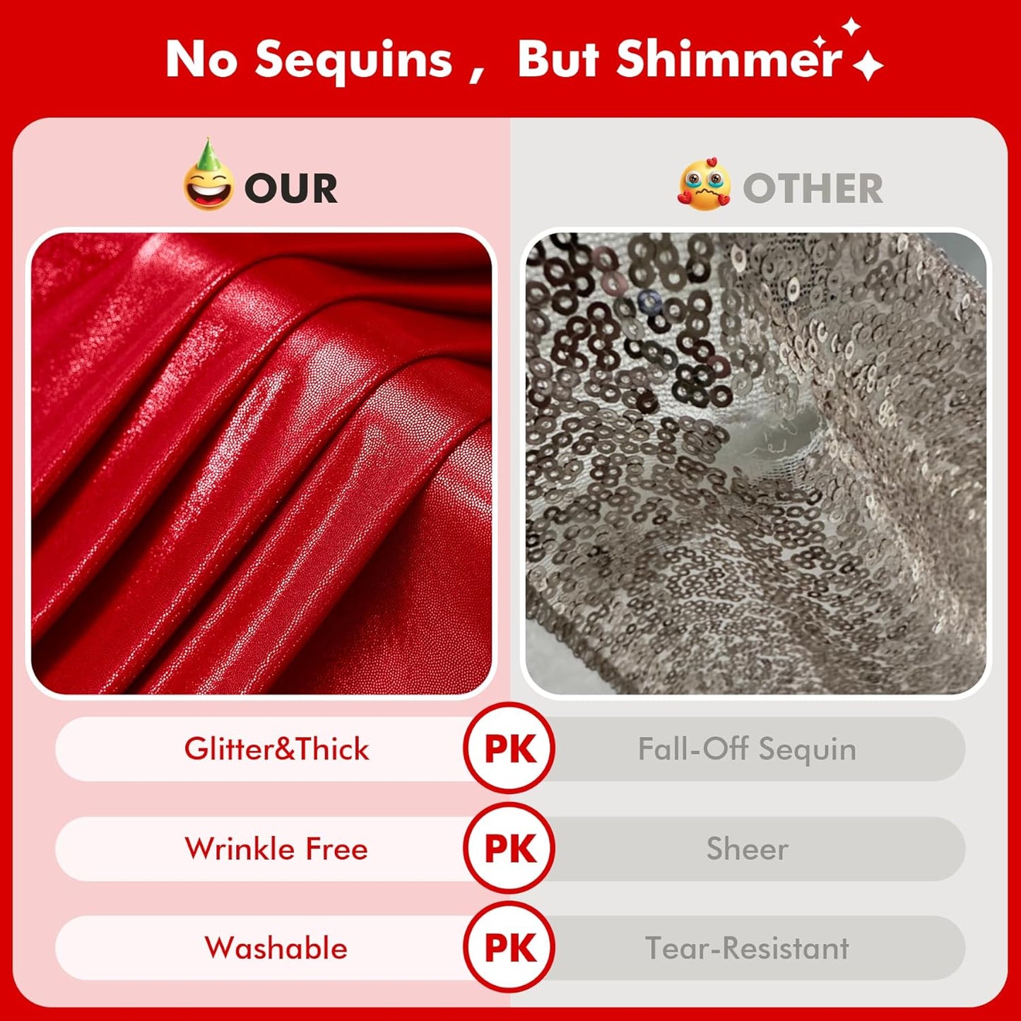 20x10ft Shimmer Red Sequin Backdrop Curtain for Parties, Thick Wrinkle Free Glitter Backdrop Drapes Photo Back Drop Curtains for Birthday Wedding Christmas Photography Background-4 Panels 5x10ft