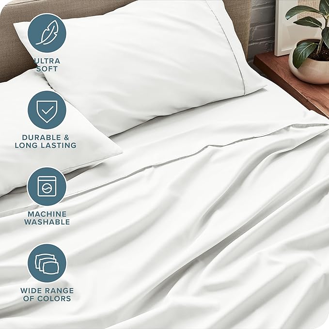 Bare Home Full XL Sheet Set - Luxury 1800 Ultra-Soft Microfiber Full Extra Long Bed Sheets - Double Brushed - Deep Pockets - Easy Fit - 4 Piece Set - Bedding Sheets & Pillowcases (Full XL, Cream)