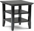 SIMPLIHOME Acadian SOLID WOOD 19 inch Wide Square Transitional End Table in Black for the Living Room and Bedroom