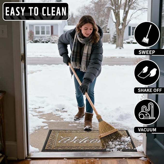 Yimobra Welcome Front Door Mat, Heavy Duty Easy Clean Doormat Indoor Outdoor - Image 6