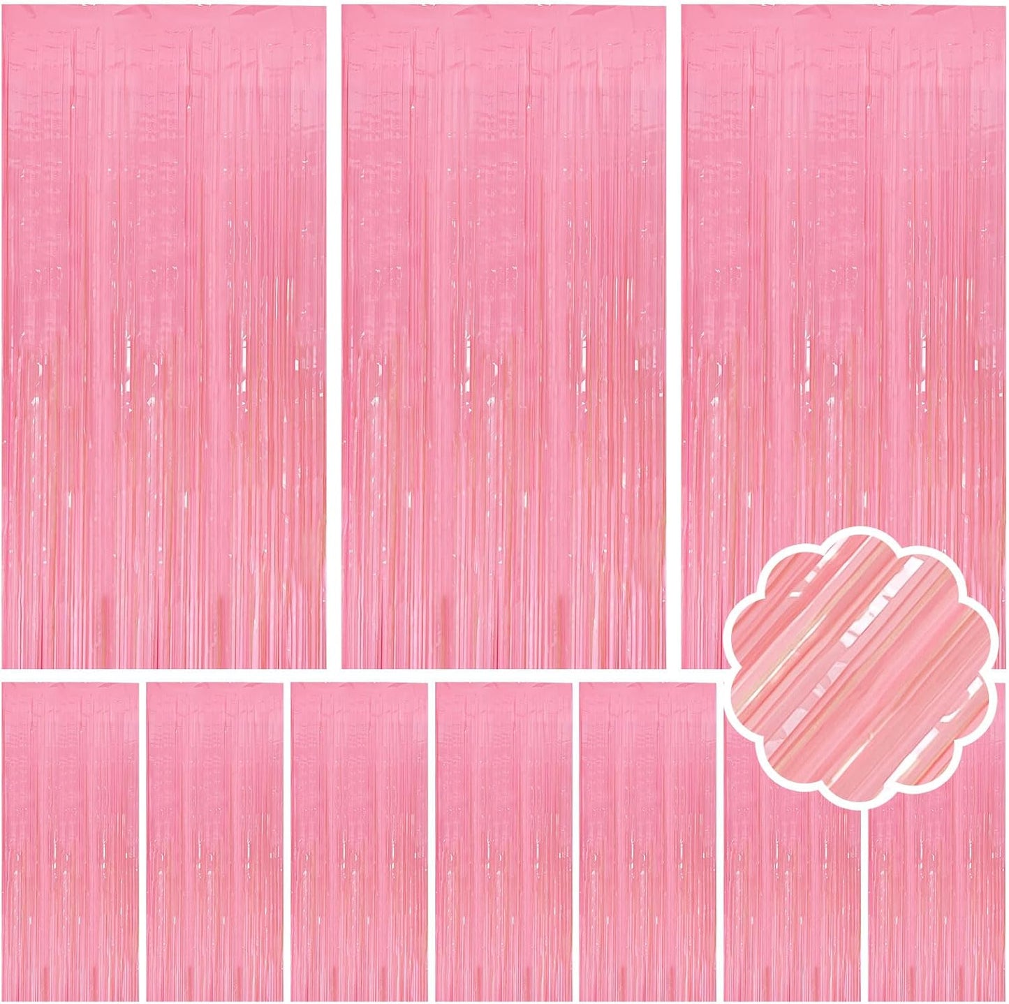10 Pack Pastel Pink Streamers Party Decorations Party Backdrop Foil Fringe Tinsel Curtain Halloween Baby Shower Valentines Wedding Birthday Decorations for Women