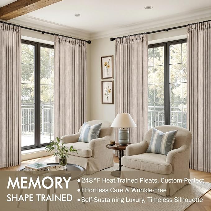 MIULEE Pinch Pleated Linen Curtains 96 Inches Long 2 Panels - Image 2
