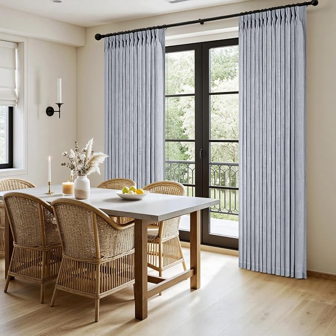 MIULEE Pinch Pleated Thick Linen Curtains 108 Inches Length 2 Panels - Image 3