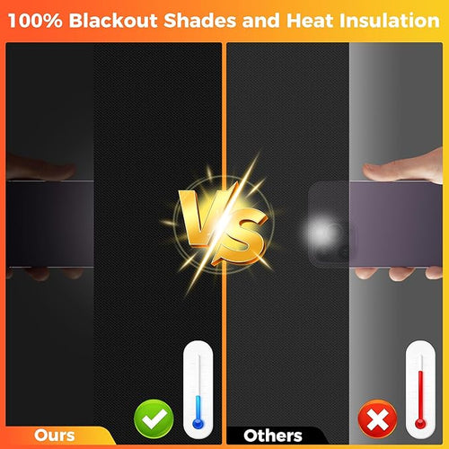 100% Blackout Curtains for Bedroom 2 Pack 79"x57" Portable Window Blinds Cover - Image 2