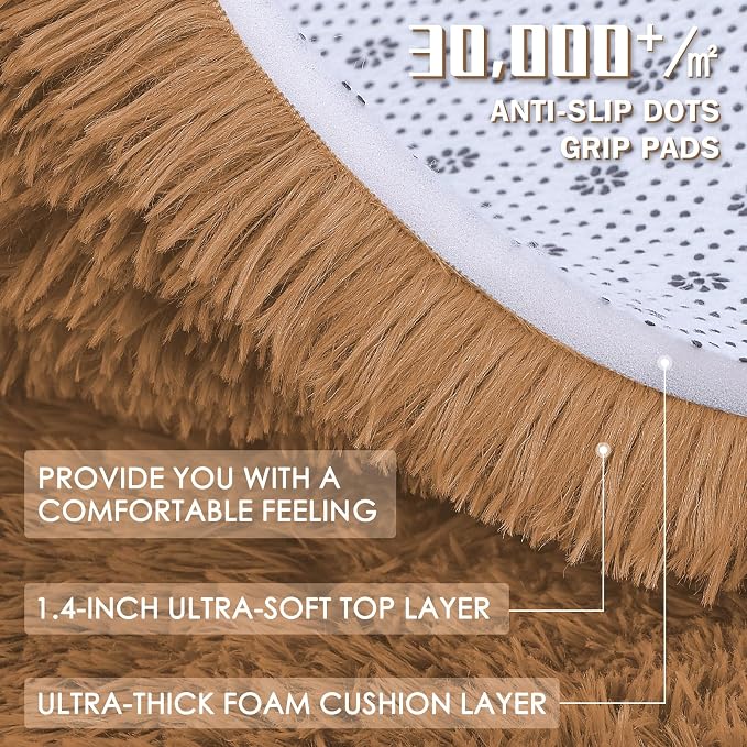 OLANLY 2x3 Machine Washable Small Bedside Rug, Soft Fluffy Shaggy Entryway - Image 7