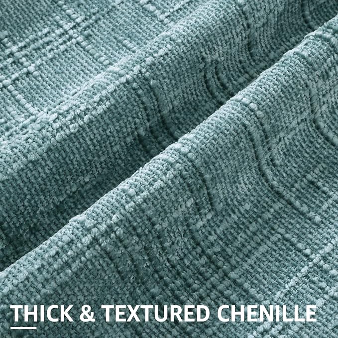 decorUhome Summer Teal Chenille Euro Sham Throw Pillow Covers 22x22 Set of 2 - Image 2