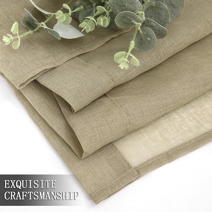 Tollpiz Sheer Tier Curtains Kitchen Linen Textured Half Curtain Sheers Light - Image 7