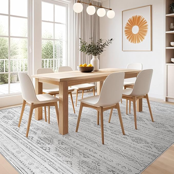 Nakagishi 7x9 Area Rug Living Room: Washable Boho Large Neutral Soft Farmhouse - Image 7