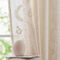 jinchan Belrose Linen Curtains for Bedroom Floral Curtains 63 Inch Length Linen by JINCHAN