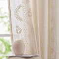 jinchan Belrose Linen Curtains for Bedroom Floral Curtains 84 Inch Length Linen by JINCHAN