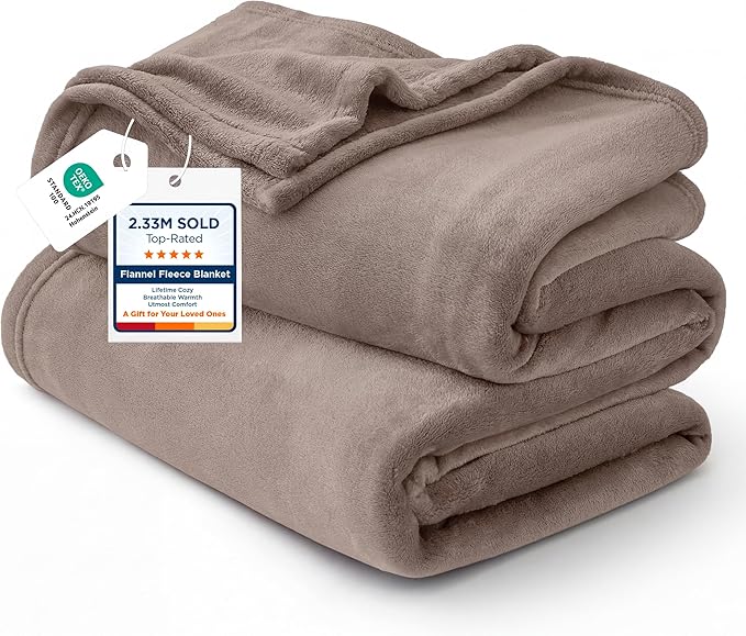 Bedsure GentleSoft Fleece Blankets Twin Size Mocha Brown by BEDSURE