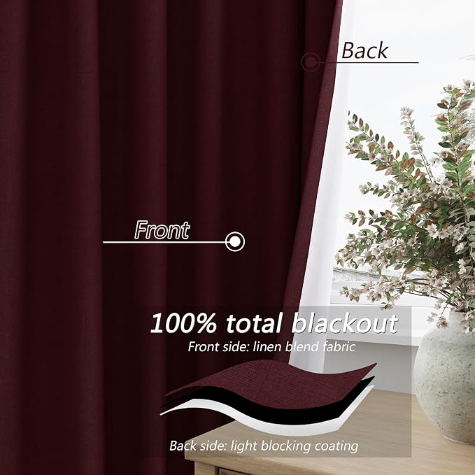 Guken 100% Blackout Curtains 90 Inch Length 2 Panels Set - Image 4