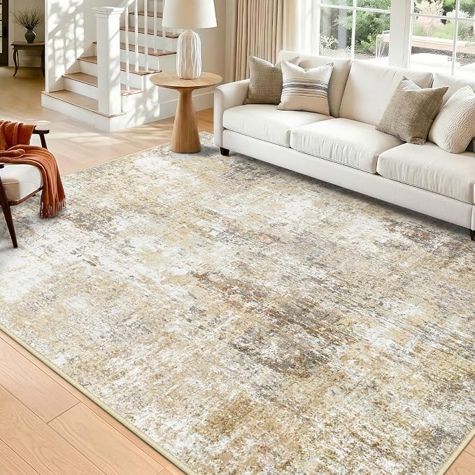 Washable Area Rugs 7'x9' Non-Slip Modern Abstract Soft by RELEANY