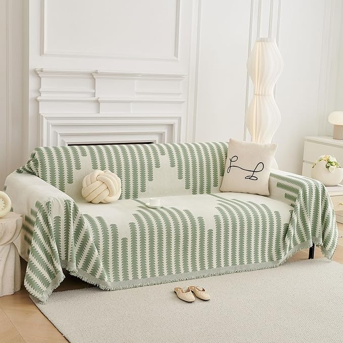HAOMAIJIA Boho Sofa Covers Couch Covers for 3 Cushion Couch Sofa Pet Friendly Soft Thick Couch Cover for Dogs Washable Sectional Couch Covers L Shape Furniture Protector (Sage Green, 71"x150")