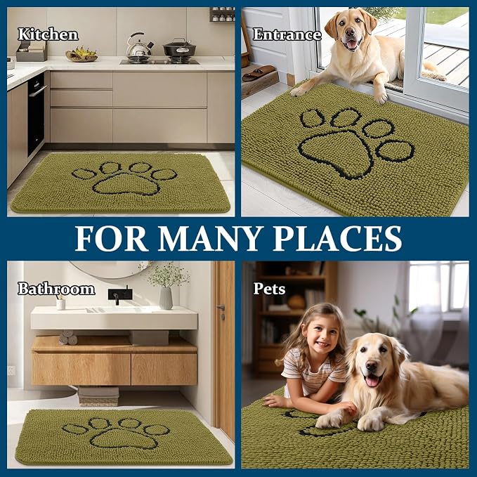 OLANLY Dog Door Mat for Muddy Paws 48x30, Paw Print Design, Absorbs Moisture - Image 8