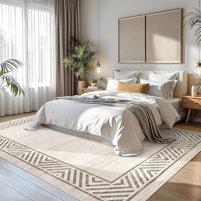 GarveeHome Bordered Bedroom Rugs 5x7 Ultra-Soft Indoor Carpet, Non-Slip Modern - Image 2
