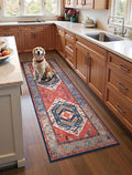 SERISSA Boho Washable Runner Rug, 2x6 Rug Runner Non-Slip Vintage Rust Hallway by SERISSAHomeDecorCollection