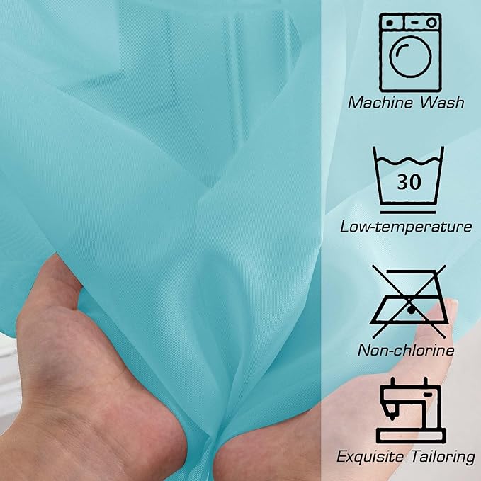 OWENIE Sheer Aqua Curtains for Bedroom Living Room 78 Inches Long 2 Panels Set - Image 5