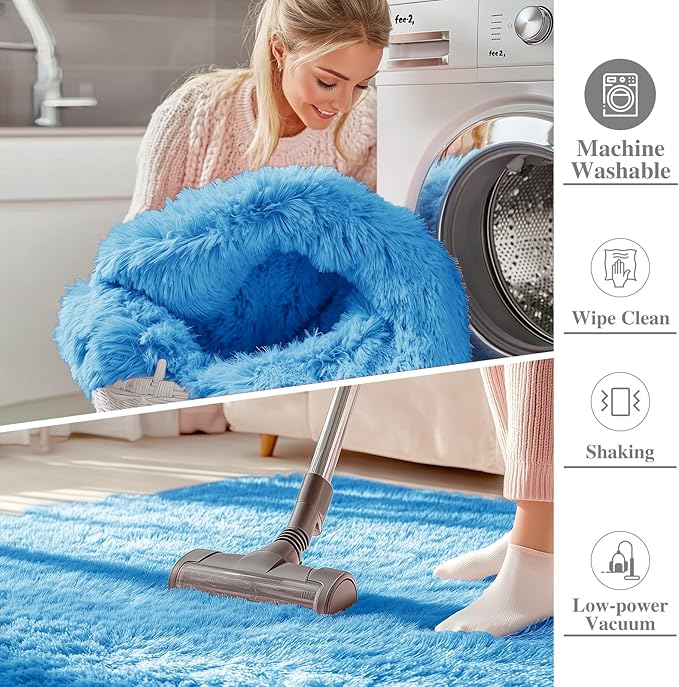 OLANLY 2x3 Machine Washable Small Bedside Rug, Soft Fluffy Shaggy Entryway - Image 2