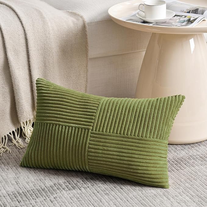 Fancy Homi 2 Packs Moss Green Lumbar Decorative Throw Pillow Covers 16x28 Inch - Image 2