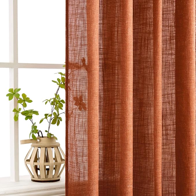 MIULEE Rust Curtains 84 Inch Length 2 Panels - Image 5