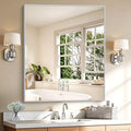 KOCUUY Silver Framed Mirror, 30"x36" Rectangle Bathroom Mirror for Wall, HD Tempered Glass, Anti-Rust Frame, Modern Design for Bathroom, Bedroom, Living Room, Entryway
