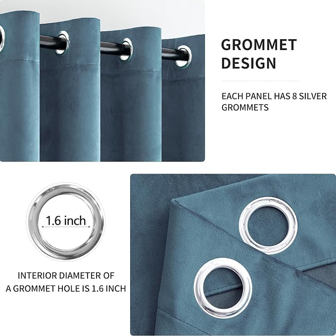 MIULEE Elegant Velvet Curtains Dark Slate Grommet Curtain Thermal Insulated - Image 2