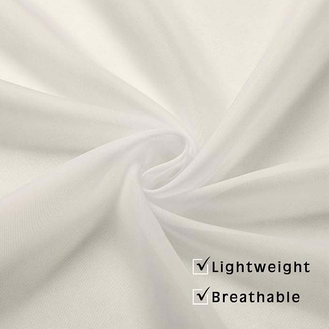 OVZME Sheer Curtains Ivory 45 inches Long Kitchen Curtains, Rod Pocket Clean - Image 4