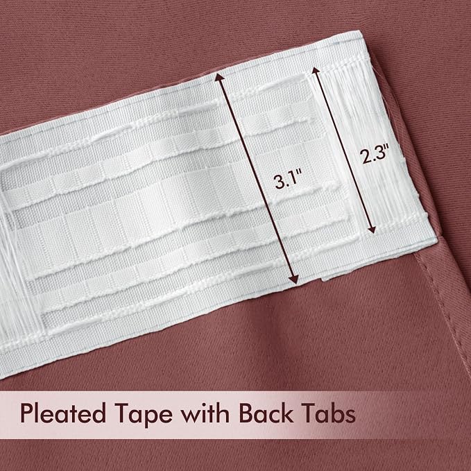 MIULEE Dusty Rose Back Tab Blackout Curtains 108 Inch Long 2 Panels Set - Image 4