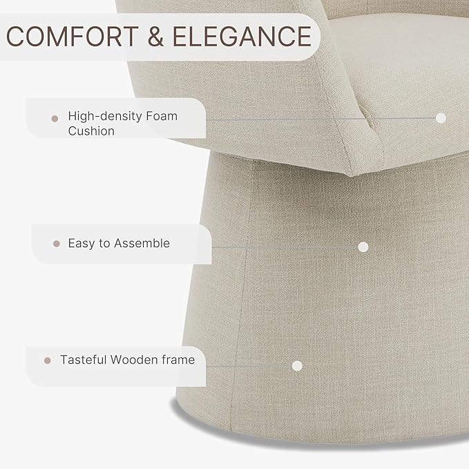 Swivel Dining Chairs Modern Accent Armchair Side Deskchair for Diningroom Vanity Bedroom Livingroom Reading Room,Linen,4 Box