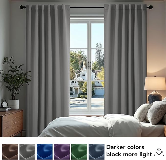 Deconovo Blackout Curtains, Thermal Insulated, W70 x L95 2 Panels, Back Tab - Image 4