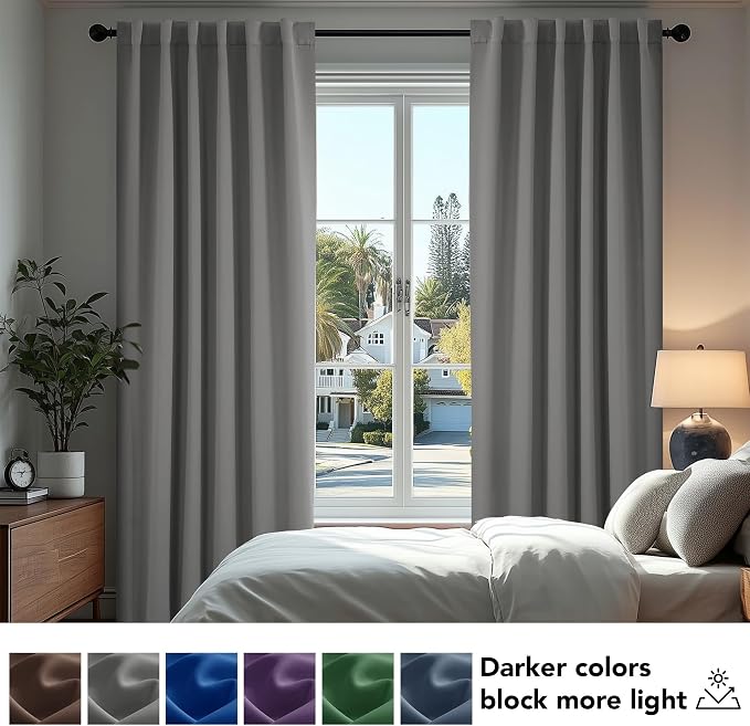 Deconovo Blackout Curtains, Thermal Insulated, W42 x L54 2 Panels, Back Tab - Image 4